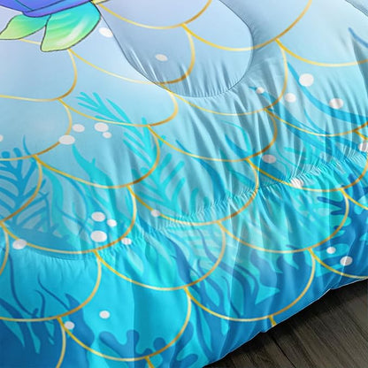 Mermaid Comforter Set for Girls Women, Mermaid Bedroom Decor for Girls Twin Size, Fish Scales Bedding Set with 1 Comforter and 2 Pillowcases