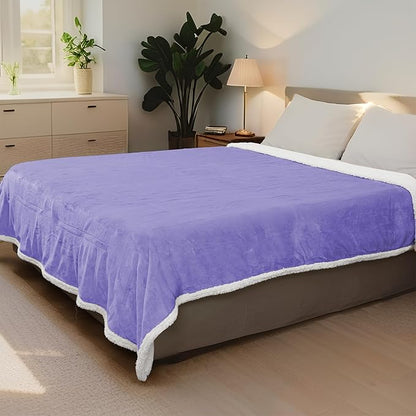 Electric Heated Blanket Throw Size - 50"x60", Soft Flannel Heating Blanket, 4 Heating Levels, 3 H Auto Shut Off, Breathable Warm and Washable for Sofa, Light Purple