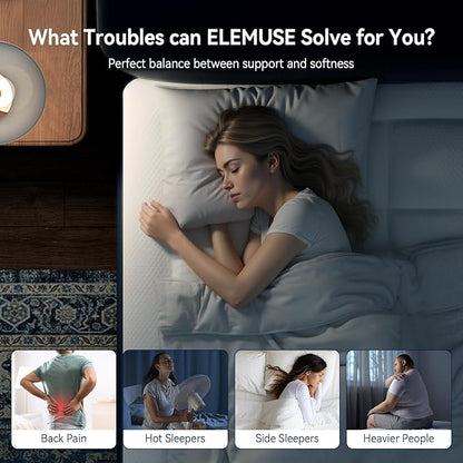 ELEMUSE Full XL Dual Layer 3 Inch Memory Foam Mattress Topper, 2 Inch Cooling Gel Memory Foam and 1 Inch Thick Soft Pillow Top Mattress Pad Cover for Back Pain Relief, Side Sleep Bed Topper