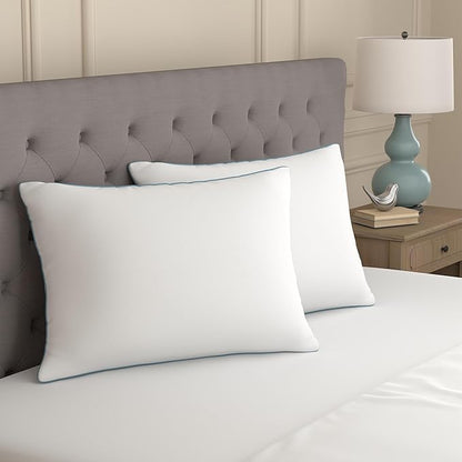 SEALY Clean Luxury Slumber Pillow, Odor Inhibiting, Cotton Cover Machine Washable, King, White, 2 Pack 