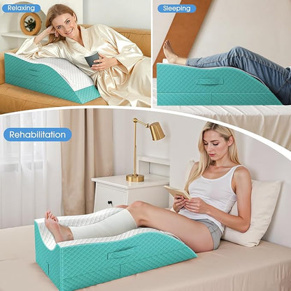 Elevation Pillows for Leg After Surgery, Memory Foam Adjustable Wedge Pillow for Injury or Rest, Ankle Pillow for Sleeping Blood Circulation Green/Double Leg