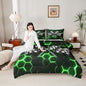 Black White Checkered Flag Bedding Sets Twin Size,Neon Green Light Honeycomb Hexagon Comforter Set 2pcs for Kids Boys Teens Men Cool 3D Black Quilted Duvet Race Car Duvet Insert Bedroom Decor