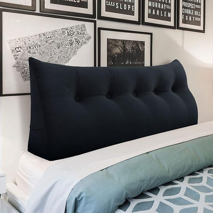 WOWMAX Headboard Pillow Twin, Triangular Wedge Pillow Headboard, Wedge Headboard Pillow for Bed Sofa, Daybed Pillows for Sitting up, Reading or Working with Removable Cover, Black