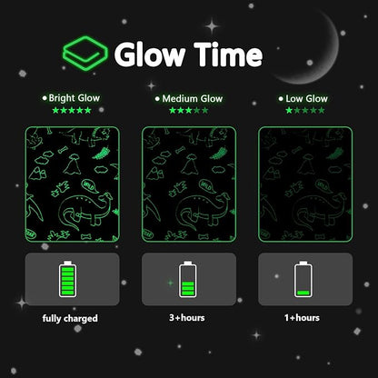 QSTEHEML Dinosaur Glow in The Dark Blanket,Dinosaur Gifts for Boys Age 3 4 5 6 7 8 9 10 11 12 Year Old, Soft Throw Blanket for Kids - Christmas Birthday Bedroom Decor 50"×60"