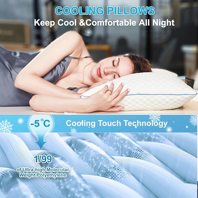 VVZ Body Pillow for Adults,Shredded Memory Foam Pillows for Side Sleeping, Pregnant Women, Luxury Cool Adjustable Firm Long Pillow for Bed, Big Large Full Body Pillow for Sleeping,20x54 Inch, White