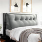 Headboard Wedge Pillow Large Bolster Triangle Reading Pillow Queen Size Bed Rest Back Support Pillow for Sitting up in Bed Daybed Couch Backrest Cushion Velvet Gray