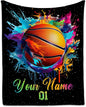 Personalized Basketball Blanket for Girls, Custom Basketball Gifts for Boys Adults Sport Lovers, Kids Throw Blankets for Team Player Couch Sofa Home Decor (Colorful, 30x40 Inch)