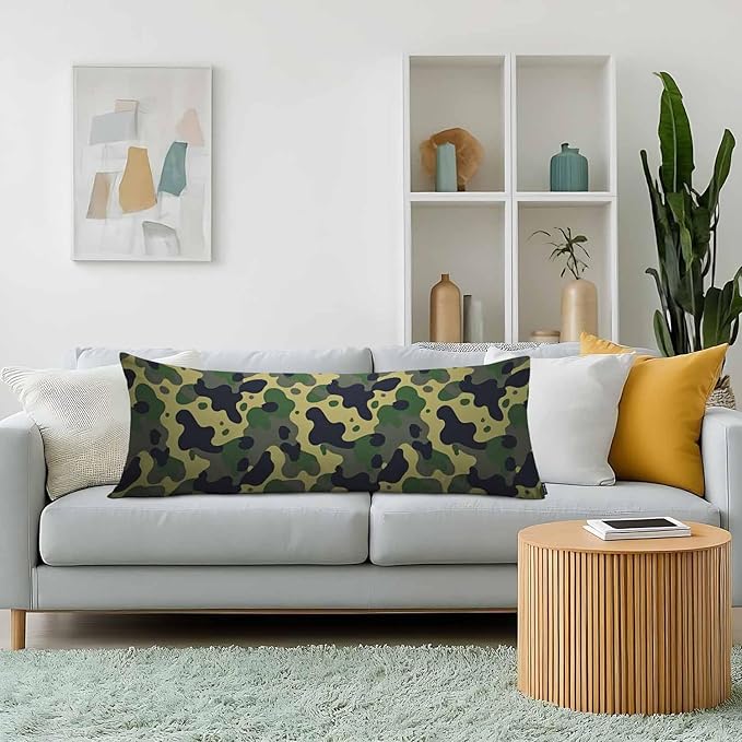 Camouflage Decorative Body Pillowcase 20"X54", Abstract Military Army Camo Green Outdoor Body Pillow Covers Throw Pillow Cushion Covers Oversized Body Pillow Cases for Home Patio Office