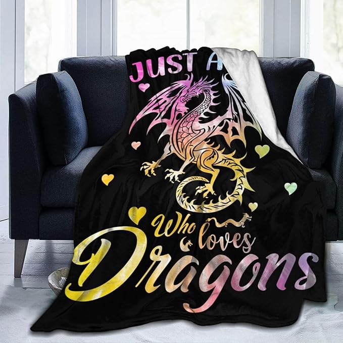 Dragon Blanket for Boys Girls, Cute Dragon Themed Design Printed Throw Blankets for Kids Lap, Chair, Warm Soft Cozy Blanket, 30"x 40"