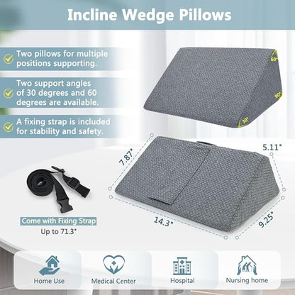KAAMOS Positioning Wedge Pillow for Side Sleeping Bed Wedges for Adults (2 in 1) Bed Sore Turning Wedges for Elderly Foam Incline Positioning Pillows for Bedridden After Surgery