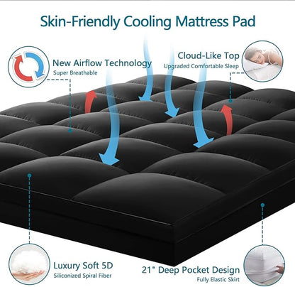 CHOKIT Full Mattress Topper, Extra Thick Pillow Top Mattress Pad for Back Pain Relief, Cooling Bed Topper Mattress Cover with 8-21 Inch Deep Pocket