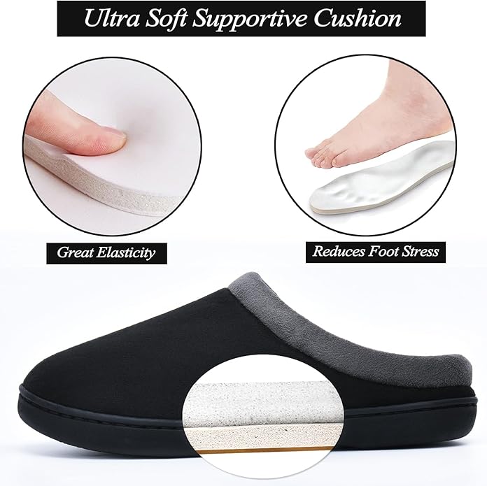 Memory Foam Mens Slippers Slip-On Comfy House Slippers for Men Indoor Outdoor Non-Slip Warm Winter Men’s Bedroom Slippers Size