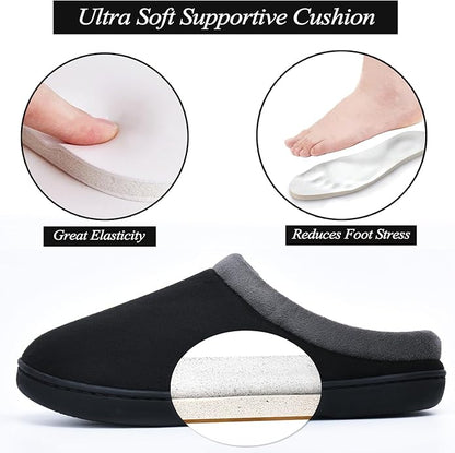 Memory Foam Mens Slippers Slip-On Comfy House Slippers for Men Indoor Outdoor Non-Slip Warm Winter Men’s Bedroom Slippers Size