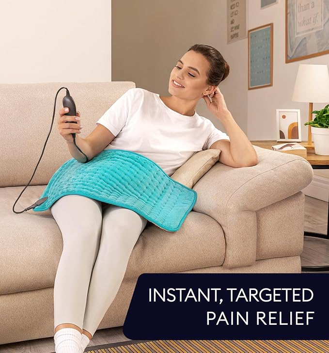 GENIANI XL Electric Heating Pad for Back Pain & Cramps Relief, Electric Throw, Christmas Gifts for Women, Auto Shut Off, Machine Washable, Heat Pad for Neck & Shoulder (12"x24" Viridian Green)