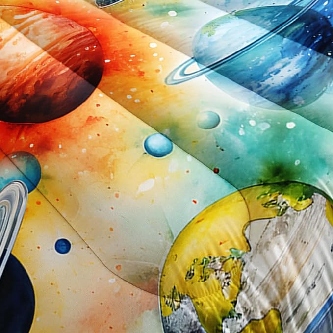 Universe Series Bedding King Size Comforter Set for Boys,Starry Sky Planets Bedding Set Comforter for Kids Boys Girls Bedroom Decor,Space Themed Bedding Set with 2 Pillowcases.