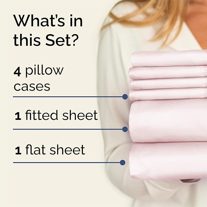 Queen 6 Piece Sheet Set - Comfy Breathable & Cooling - Soft Hotel Luxury Bedding Set with 8-16 Inch Deep Pockets - 1 Flat & 1 Fitted Sheet & 4 Pillowcases - Wrinkle Free & Easy Care - Lavender Pink