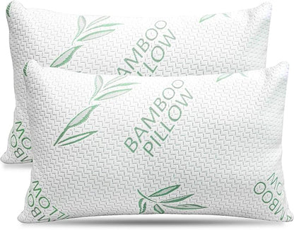 Elif Queen Size Pillows for Sleeping Set of 2 – Cooling Shredded Memory Foam Pillows with Removable Cover for Back, Stomach & Side Sleepers, Rayon Derived from Bamboo, Queen (2 Pack)