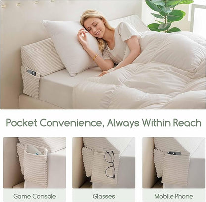 HIGOGOGO King Size Wedge Pillow for Headboard Gap - Multi Functional Mattress Wedge Bed Gap Filler Close The Gap (0-7") Between Your Mattress and Headboard or Wall (Beige 76"x11"x9")
