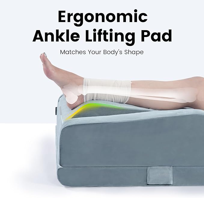 OasisSpace Double Leg Elevation Pillows for After Surgery or Rest,Single Leg Memory Foam Leg Pillow with Velvet Washable Cover for Post-Surgery, Swelling & Comfort