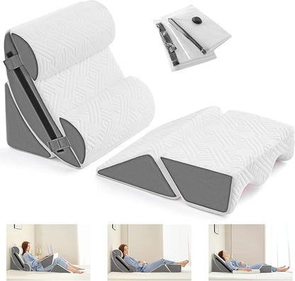 Yojoker 6pcs Orthopedic Bed Wedge Pillow Set for Post Surgery, Memory Foam for Sleeping, Back and Leg Pain Relief Comfortable & Adjustable Support Pillows-Anti Snoring, Heartburn