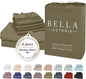 Bella Coterie 6 Piece Luxury Bamboo Viscose Queen Size Sheet Set | 100% Organically Grown | Cooling for Hot Sleepers | 18" Deep Pocket | Soft & Hypoallergenic | 4 Pillowcases [Olive]