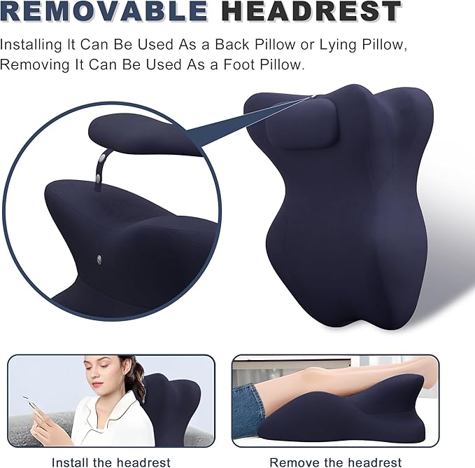 Memory Foam Ergonomic Wedge Pillow, Prone Pillow for Sleeping, Reading Pillow for Bed, Ergonomic Support for Back Pain, Acid Reflux & Sitting Up, Ideal for Massage, with Removable Cover