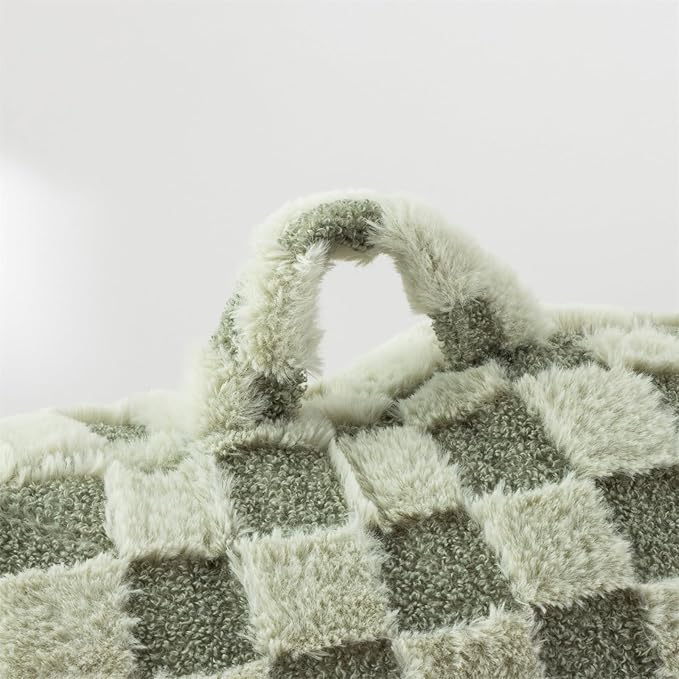 Aimuan Reading Pillow Checkered Bed Rest Wedge Backrest Checkerboard Pillow with Arms Back Support for Sitting Up in Bed Cushion Incline Rest Sleeping Snoring Pillow, Light Green Large