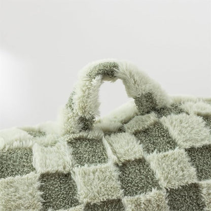 Aimuan Reading Pillow Checkered Bed Rest Wedge Backrest Checkerboard Pillow with Arms Back Support for Sitting Up in Bed Cushion Incline Rest Sleeping Snoring Pillow, Light Green Large