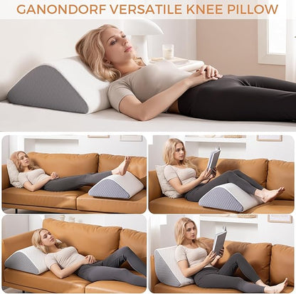 Knee Wedge Pillow 8'' for Post-Surgery Recovery-Leg Elevation Support for Sleep Position, Alleviating Lower Back & Hip Pain Enhancing Circulation in Ankles Legs Triangle Pillow with Removable Cover