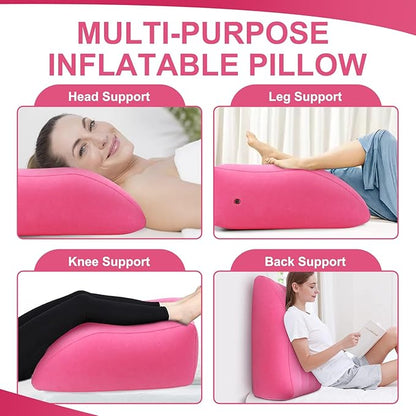 Inflatable Leg Pillow, Wedge Pillow for Sleeping, Portable Wedge Pillow, Improve Circulataion and Reduce Swelling, for Sleeping, Recovery, Pregnant (Pink)