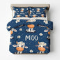 Cow Duvet Cover Twin Size, Kids Boys Girls Bedding Set 3 Pcs (2 Pillow Shams), Super Soft Microfiber Bedroom Decor, Zipper & Ties CSXQ1248