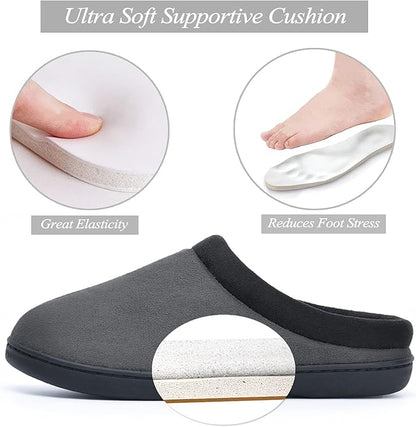 Memory Foam Mens Slippers Slip-On Comfy House Slippers for Men Indoor Outdoor Non-Slip Warm Winter Men’s Bedroom Slippers Size