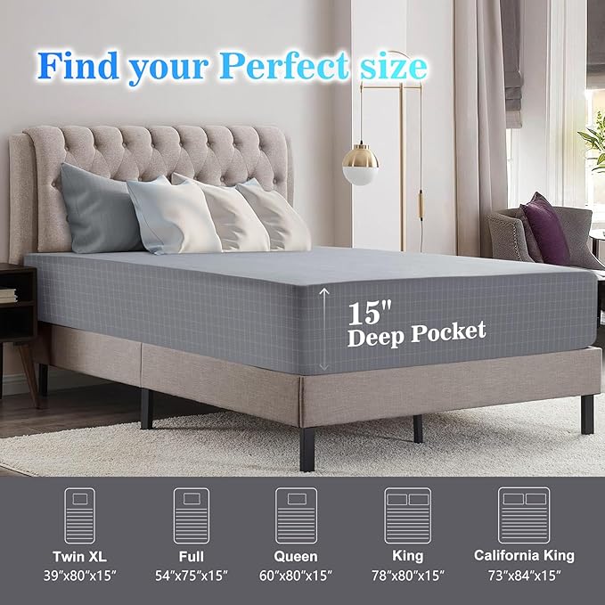 Grounding Bedding Sheet Set, Bed Sheets and Pillowcase Set, 90% Organic Cotton+10% Pure Silver Organic Fitted Grounded Sheet for Improved Sleep, Pain Relief (Gray, King(78.1 * 80.1 * 15inch))