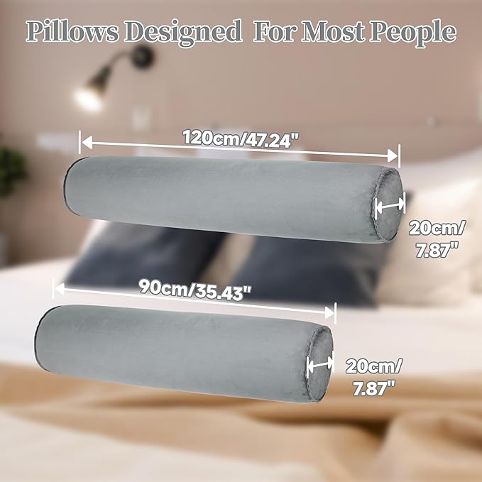 Inflatable Body Pillow for Adults Kids, 47 Inch Body Pillows for Side Sleeper, Travel Body Pillow for Bed, Bolster Pillow, Round Cervical Cylinder Pillow for Sleeping