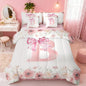 Erosebridal Pink Bow Tie Bowknot Bed in A Bag, Initial Letter B Bedding Sets, Spring Fresh Comforter Set with Sheets for Kids Girls Romantic Spring Flower Floral Bed Set Bedroom Decor King Size