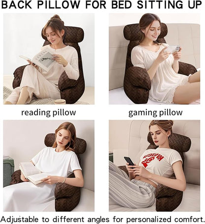 FXXUDVNIIN Back Pillow for Bed Sitting Up: Reading Pillow with 9.4" Height Armrest-Bed Pillow for Sitting up & TV Pillows for, Play Games, Working & Relaxing, Comfort Support for TV/Reading