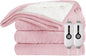 Electric Heated Blanket 84"x90" Queen Size Flannel Heated Blanket, Cozy & Warm for All Night, 4 Heat Settings & 10 Hours Auto Off, Machine Washable-Light Pink