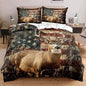 Deer Twin Duvet Cover Sets,Deer and American Flag Bedding Sets for Hunter Bedroom Decor, 1 Duvet Cover 2 Pillowcases Comforter Cover for Adult Teen boy,Twin