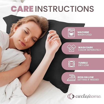 CirclesHome Pillow Protectors 2 Pack King Zippered - 100% Cotton Breathable Pillowcases - Protects Pillows from Dirt, Dust and Debris (King - Set of 2 - 20x36)