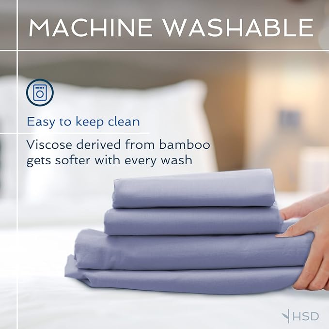 Hotel Sheets Direct 3 Piece Bed Sheet Set Twin XL Size, 100% Viscose Derived from Bamboo Sheets Set with 1 Pillowcase, Cooling & Breathable Luxury Bedding, Moisture-Wicking & Silky Soft Texture, White