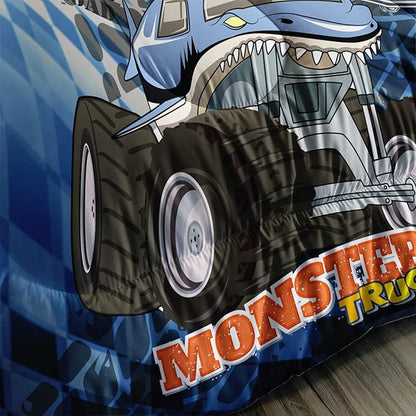 AILONEN Truck Comforter Set Twin Size, 3D Monster Truck on Blue Background Theme Bedding Set for Kids Boys Girls All Season,Soft Microfiber,3 Pieces,1 Quilt and 2 Pillowcases