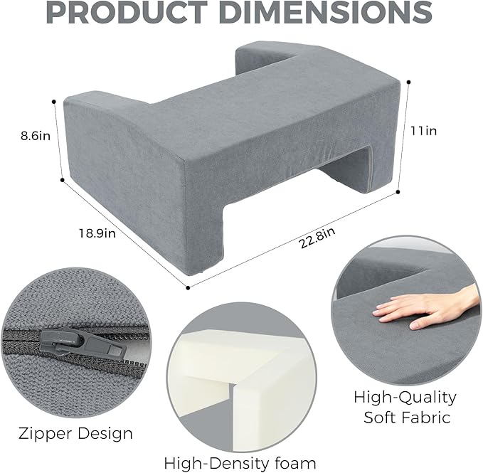 Reading Pillow for Gaming Lap Desk Pillow for Laptop with Cup Holder Pocket Foldable Memory Foam Bed Desk for Reading Working Crocheting Gaming Arm Rest on Bed/Sofa/Floor/Couch/Car(grey foldable)
