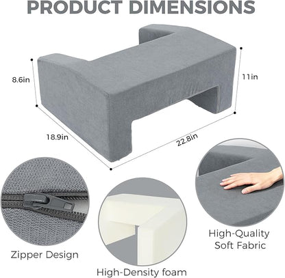 Reading Pillow for Gaming Lap Desk Pillow for Laptop with Cup Holder Pocket Foldable Memory Foam Bed Desk for Reading Working Crocheting Gaming Arm Rest on Bed/Sofa/Floor/Couch/Car(grey foldable)