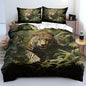 Leopard Print Duvet Cover Set King Size 3D Wild Animals Leopard Jungle Print Bedding Set with 2 Pillowcases for Kids Teens Adults Room Decor,Green Yellow