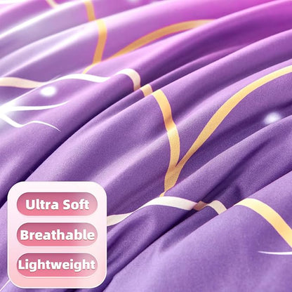 URBONUR Pink Purple Twin Comforter Set 6 Pieces Glitter Colorful Kids Girls Bedding Set (1 Comforter,1 Flat Sheet,1 Fitted Sheet,2 Pillowcases,1 Square Cover)