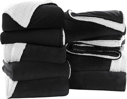 IR Imperial Rooms Black Sherpa Blankets Queen Size for Bed - Wholesale Bulk Pack of 9 Sherpa Blankets - Soft Fluffy Throw Blanket for Hotels, Guest Bedroom, 90x90 Inches