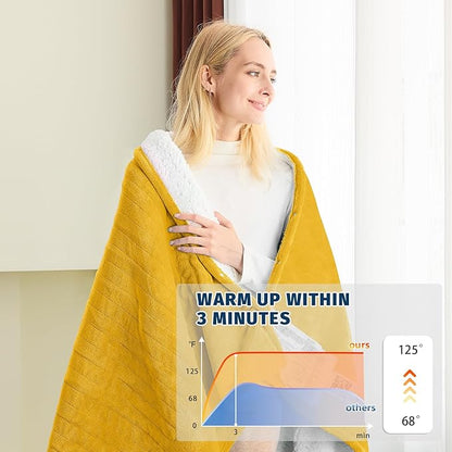 BOMOVA Heated Electric Blanket Full Size - 72" x 84" Heating Blanket with 10 Heating Levels & 8 Hours Auto Off, Warm Flannel Blanket, Christmas Birthday Gifts for Women