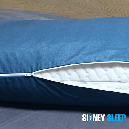Sidney Sleep Curved Pillow Covers - Full Length Zipper Closure - Premium Soft Brushed Microfiber - 20 x 36 Inches - Fits Curved Side Sleeping Pillows (King, Navy)