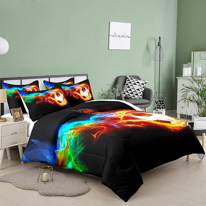Bodhi Teen Bedding Set Twin,Soccer Comforter Set for Boys,Twin Size Football Comforter Set with Matching Pillowcases,Boys Bedding Set Twin