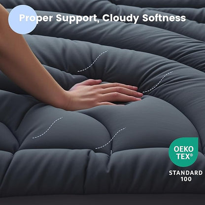 Waterproof Mattress Pad California King, Quilted Fitted Cal King Mattress Topper, Five-Layers Noiseless Mattress Protector Cover with 8"-21" Deep Pocket, Machine Washable, Grey, 72x84